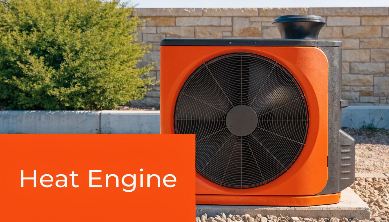 An outdoor heat pump air conditioner unit sits on a gravel pad near a stone wall.