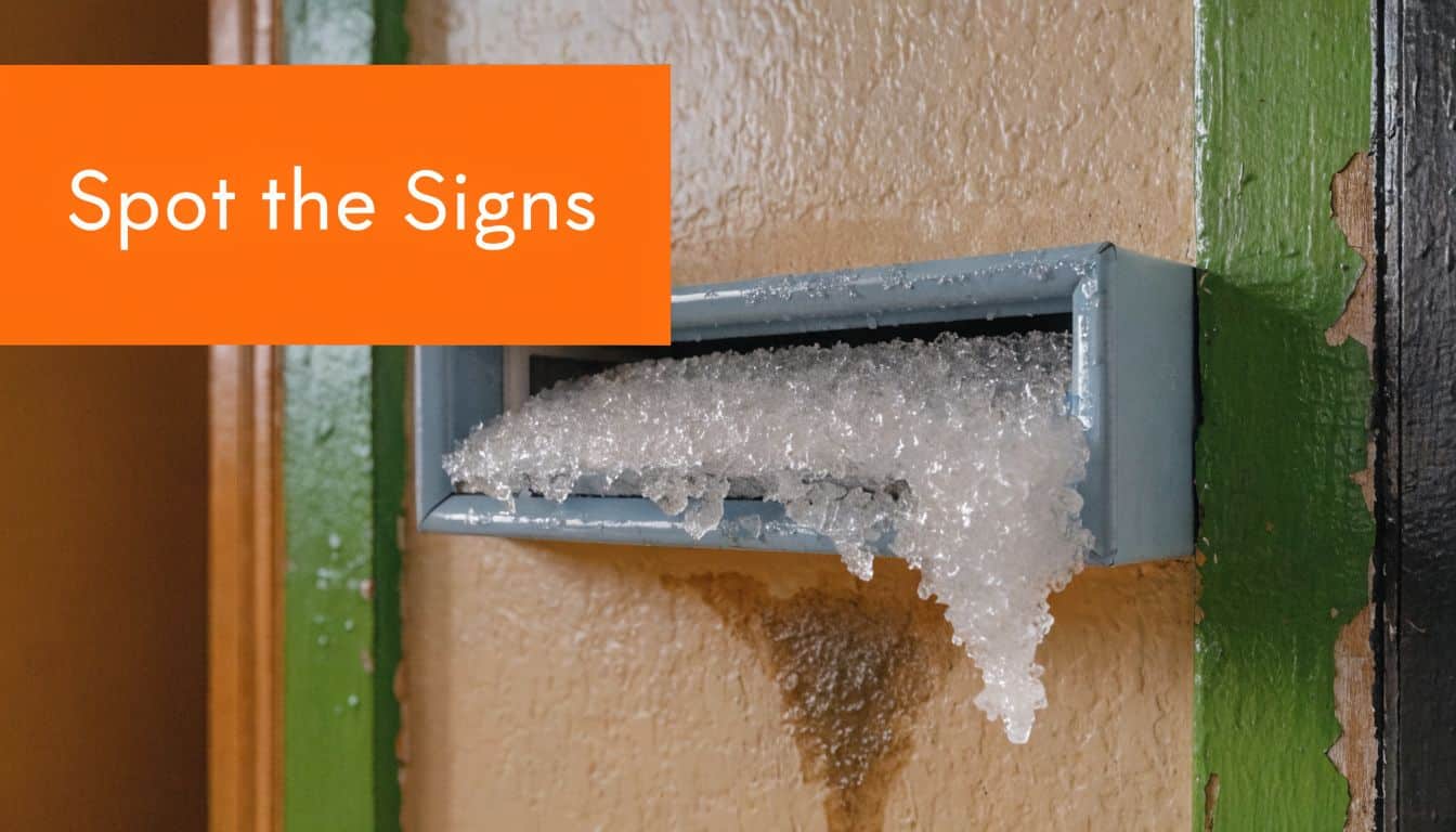 A light blue mailbox filled with ice and snow, illustrating a potential cold air leak.